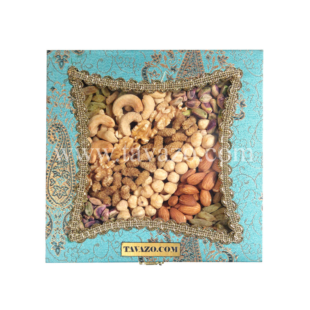 Natural Mixed Nuts in Blue Handmade Box - Tavazo Corporation
