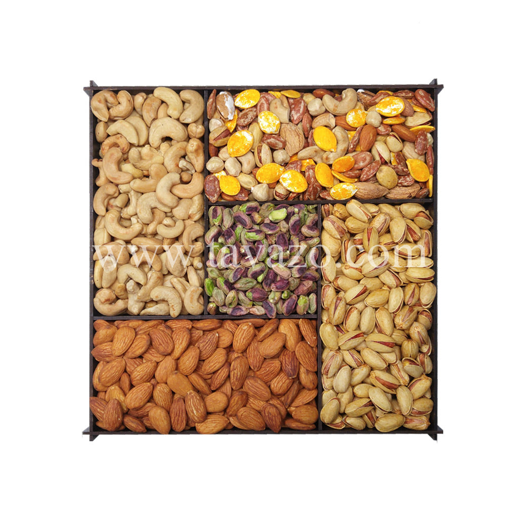 Salted Mixed Goodies In Wooden Divider Box - Tavazo Corporation